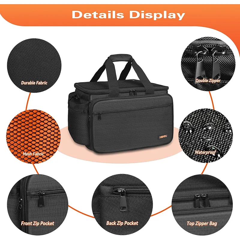 HOMFU DJ bag for equipment DJ cable file bag gig gear bag with Removable Divider DJ Cable organizer Case Travel gear bag for musicians cables accessions equipment